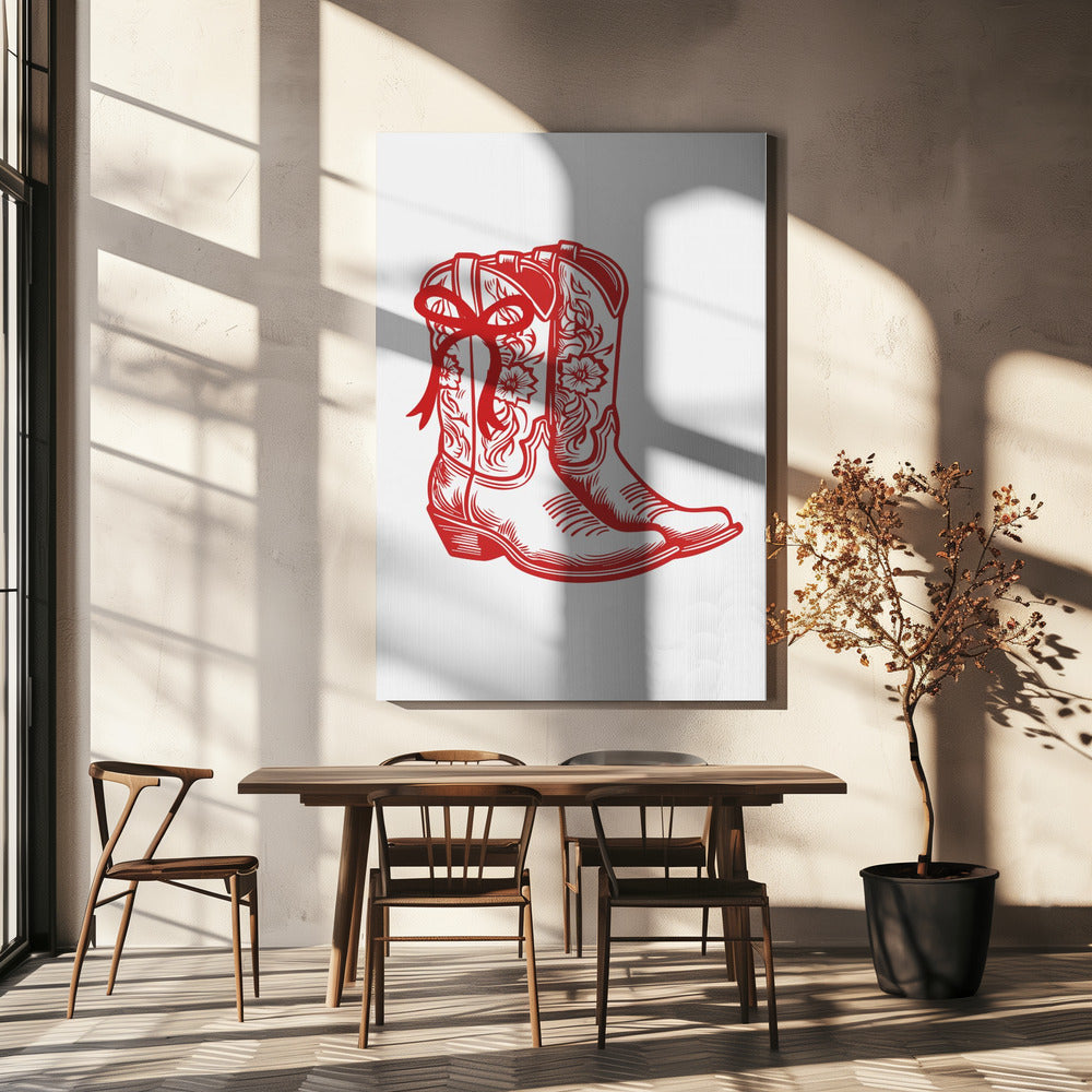 Red Cowgirl Boots with Bow | Canvas