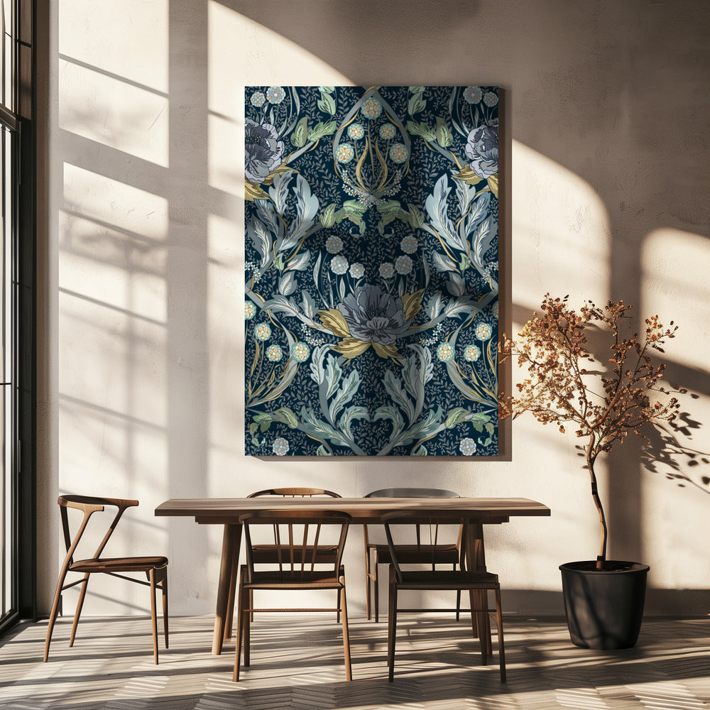 Floral Heritage Morris moonshine blue pattern | Canvas