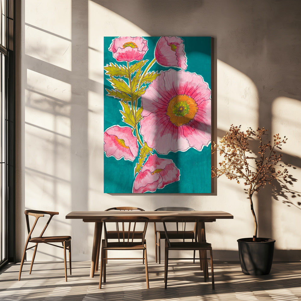 Watercolor Floral in Pink and Green by Alyssa Hamilton Art | Canvas