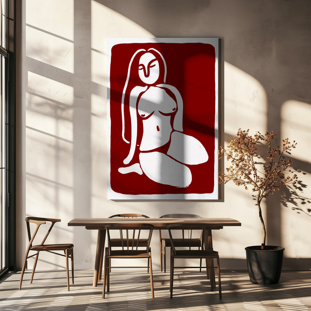 Stylized Nude Figure in a Seated Pose | Canvas