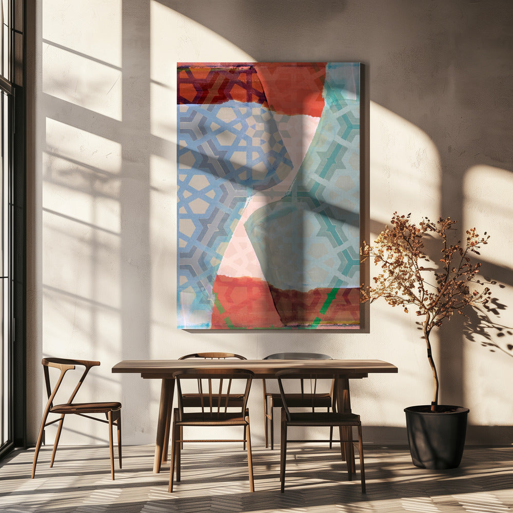 Overlapping Geometric Patterns in Soft Hues | Canvas