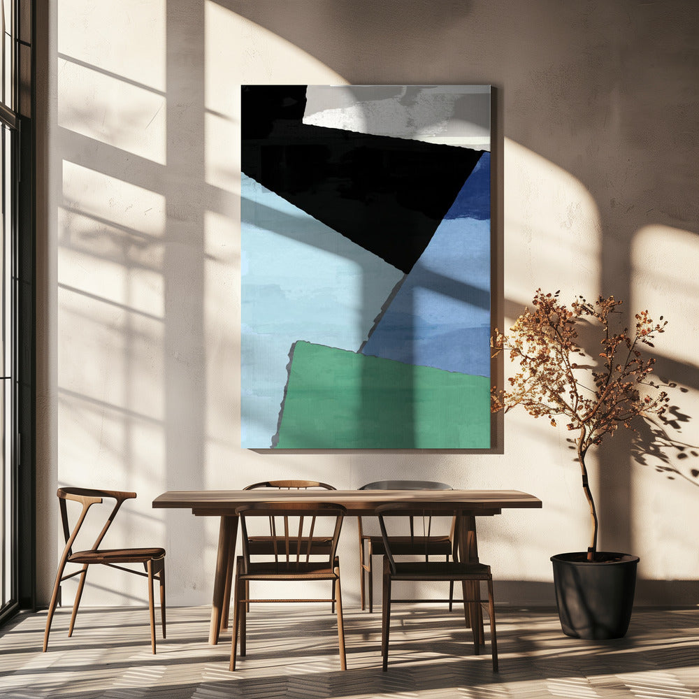 Abstract Blocks in Blue, Green and Black | Canvas