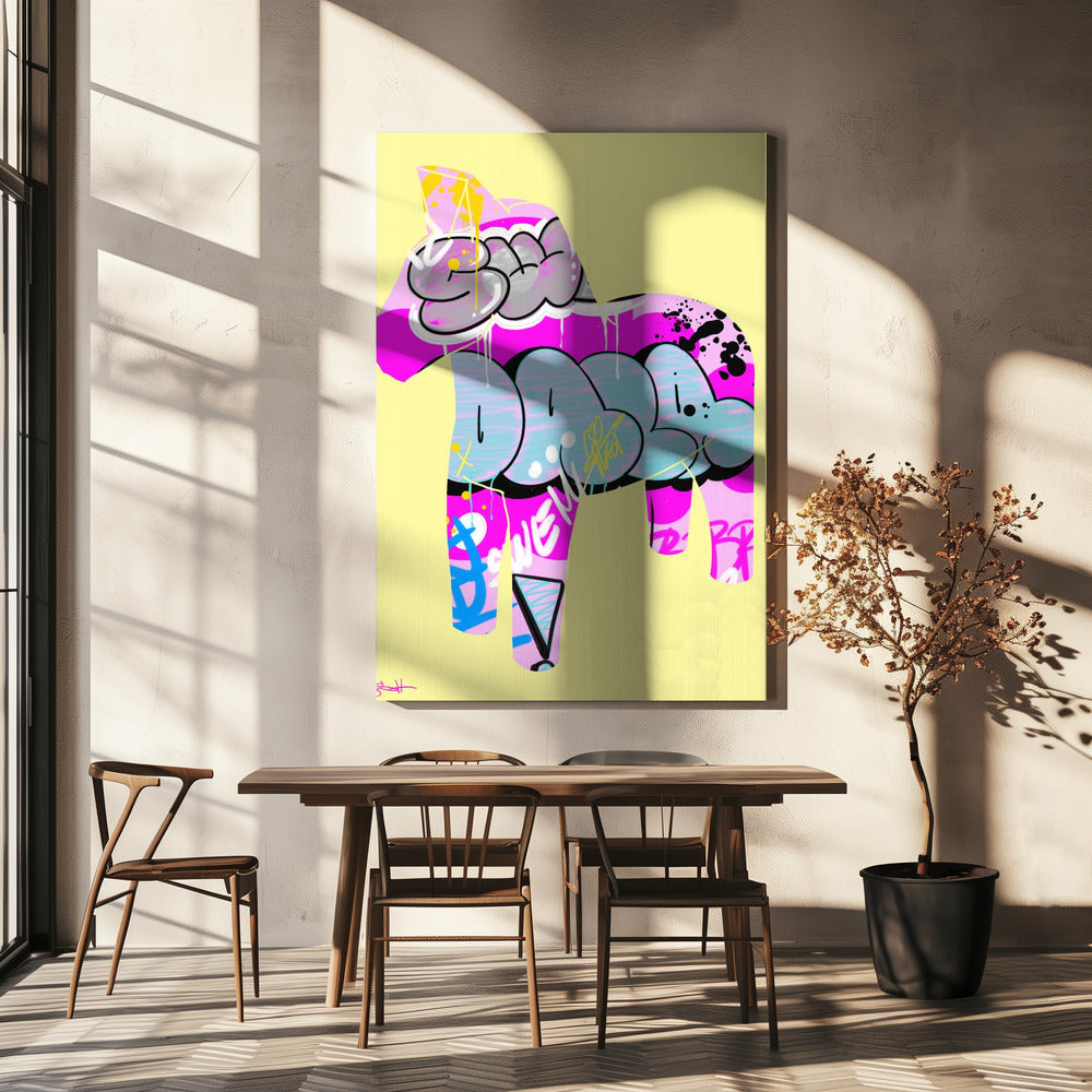 Graffiti Style Dala Horse | Canvas