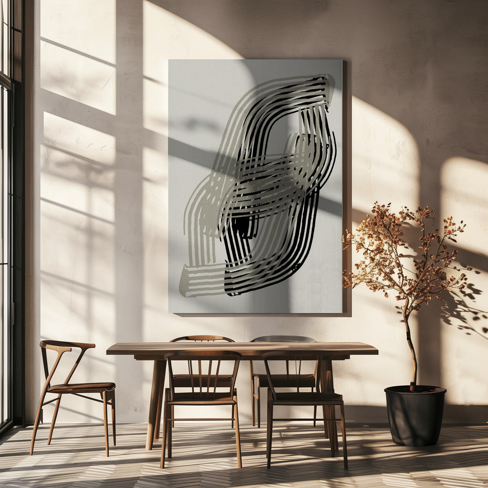 Abstract Curves in Grey and Black | Canvas