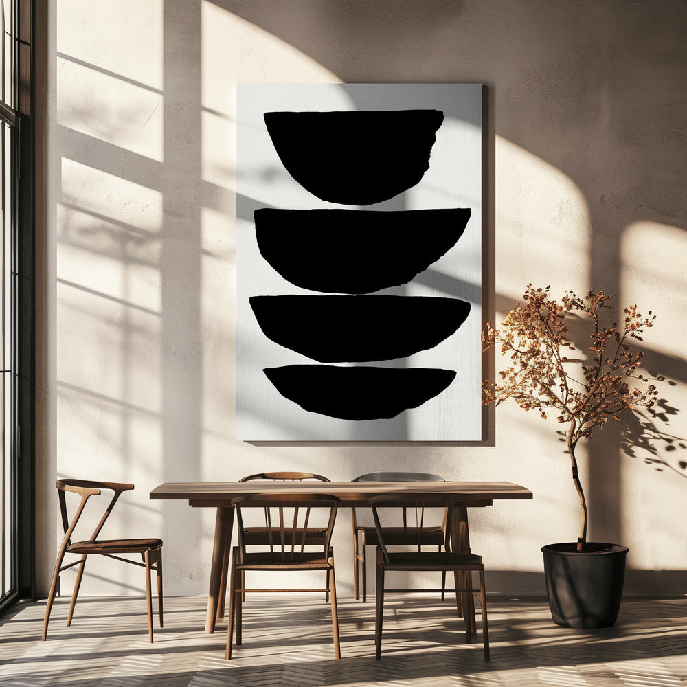 Minimalist Black Abstract Ellipses | Canvas