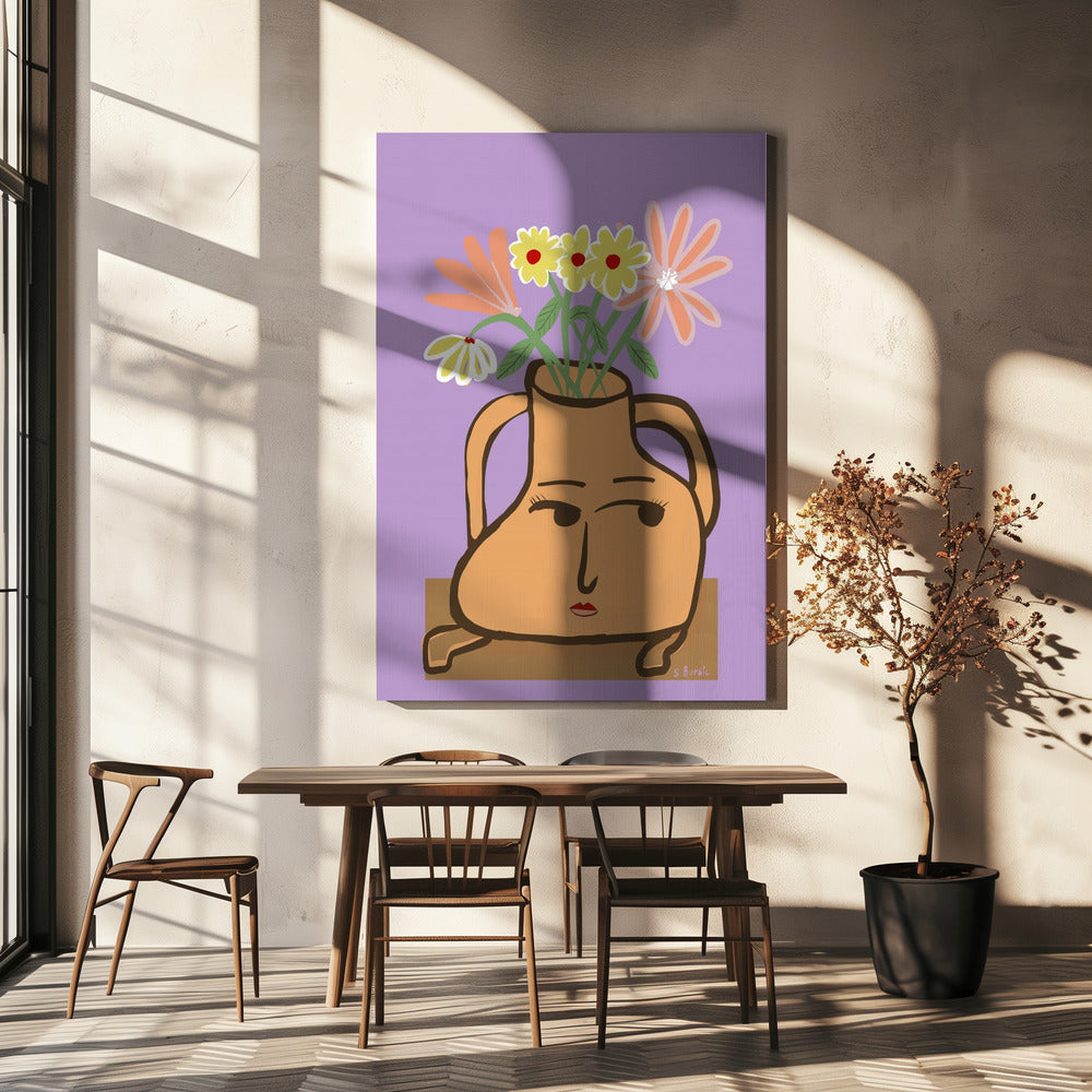 Lady vase with flowers | Canvas