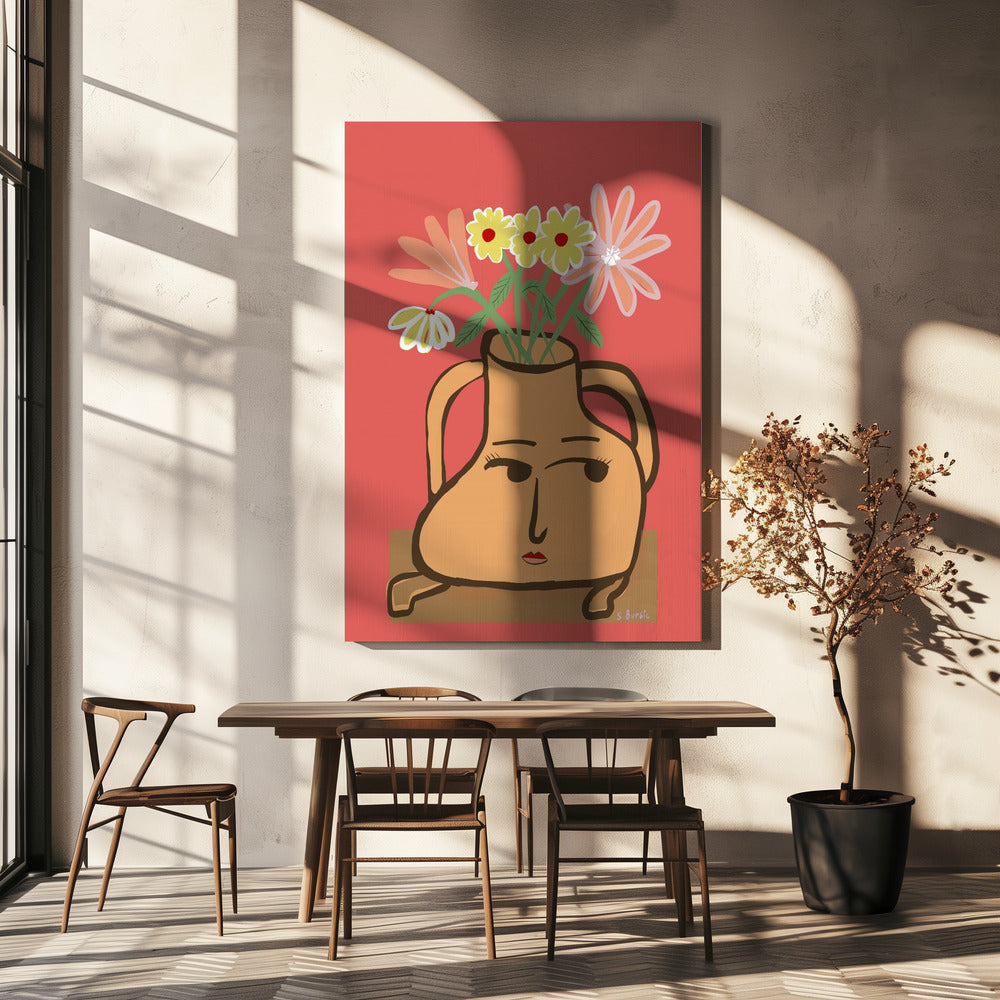 Lady vase with flowers | Canvas