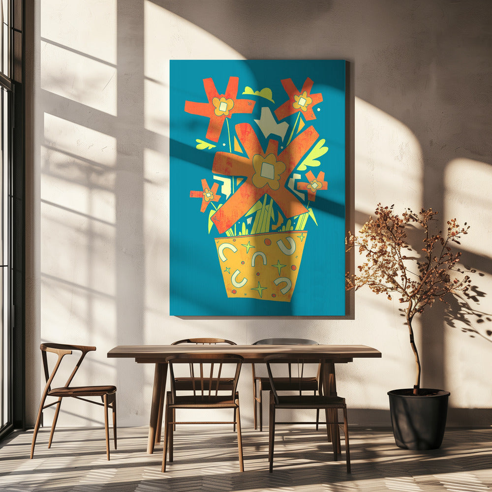 Abstract Flowers In A Decorative Pot | Canvas