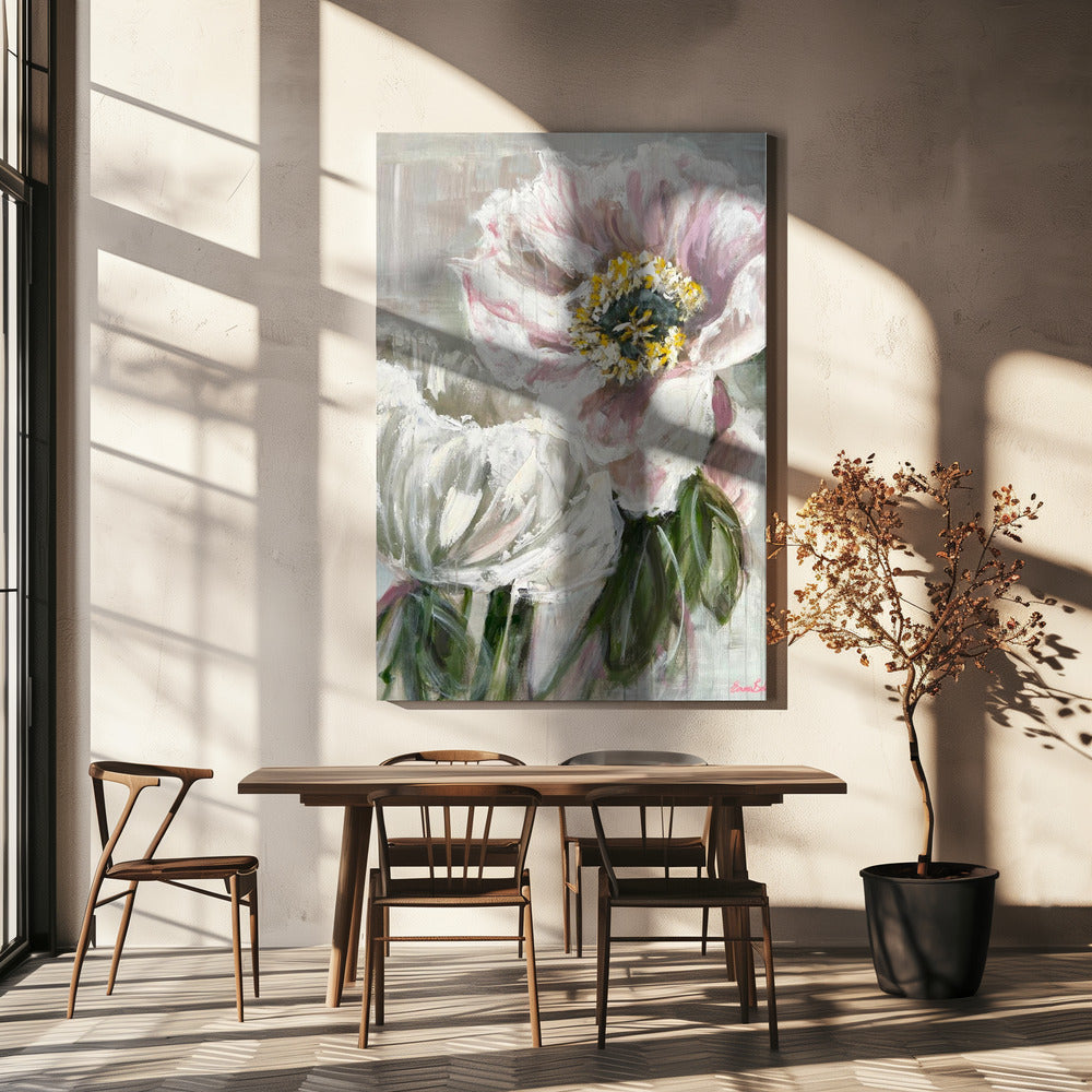 Delicate White and Pink Flowers | Canvas