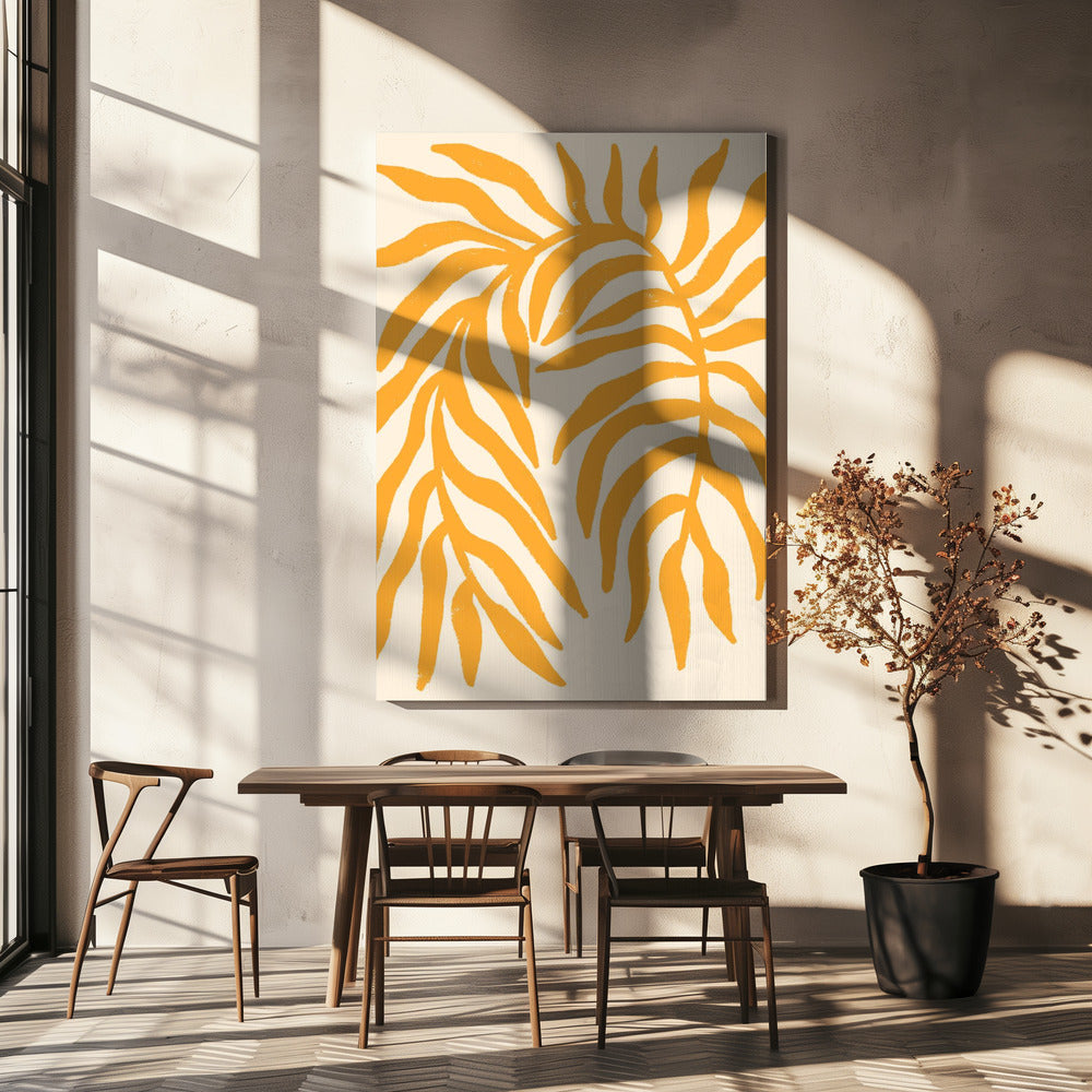 Yellow Silhouette Textured Branch | Canvas