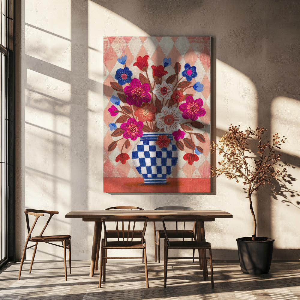 Vase Flowers Brights & Blues | Canvas