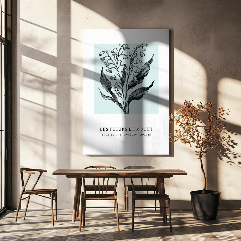 Lily of the Valley Flowers In A Monochrome Illustration | Canvas