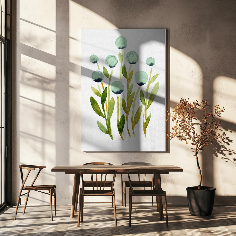 Blue Spherical Flowers | Canvas