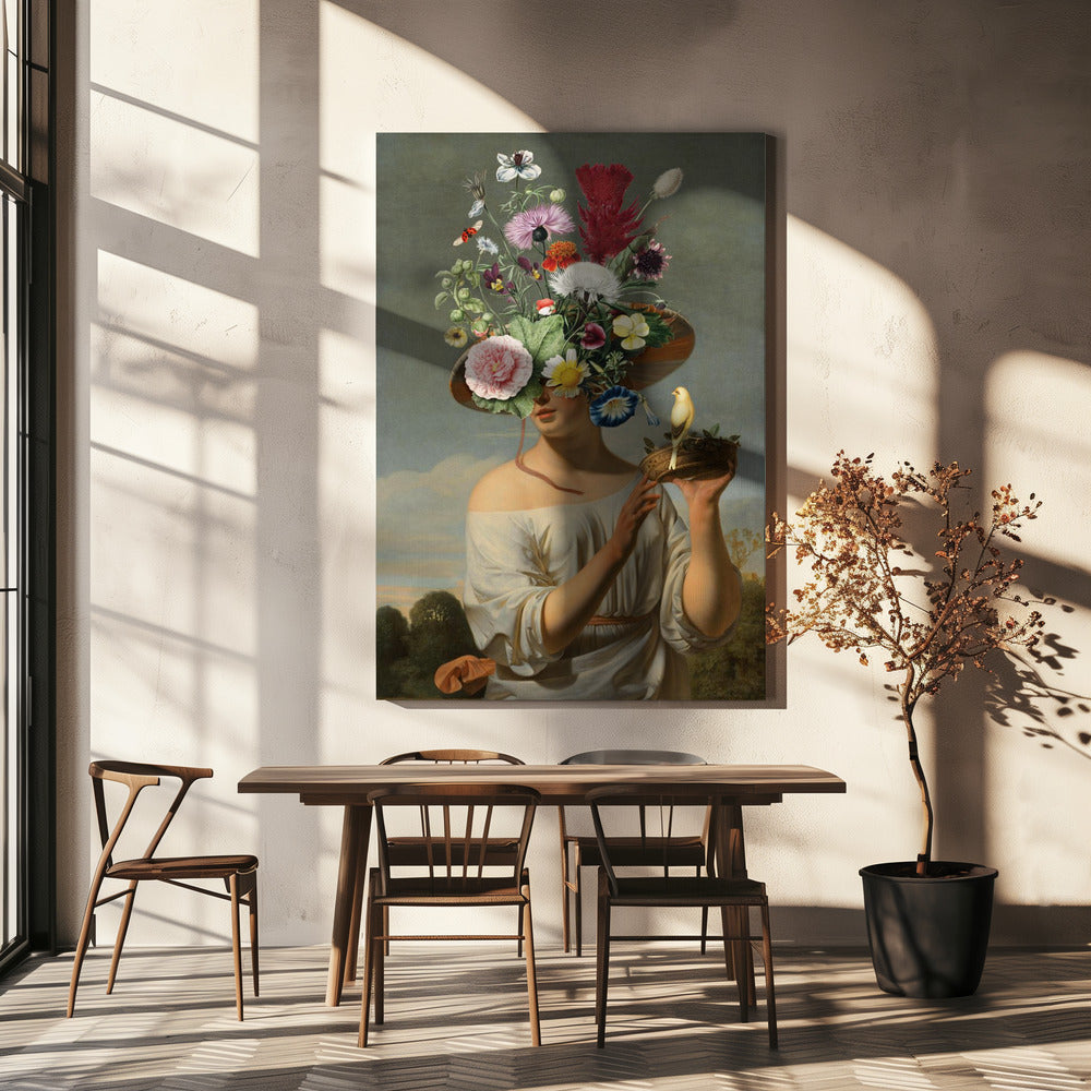Woman In a Large Floral Hat | Canvas