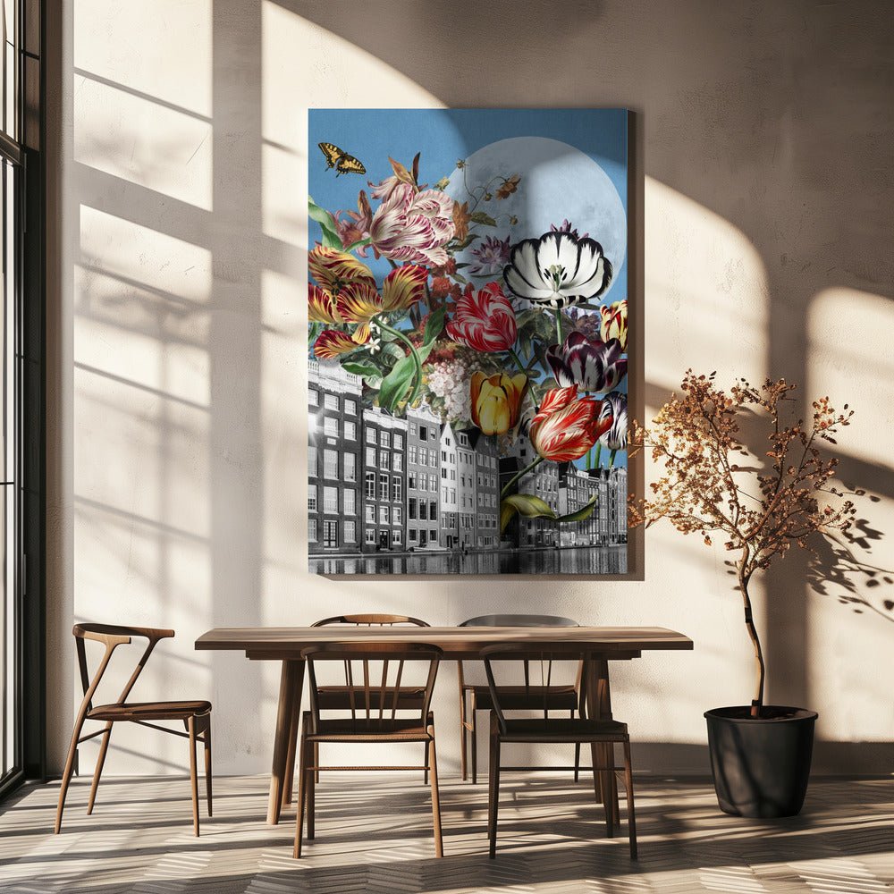 Vibrant Tulips And Intricate Butterflies | Canvas