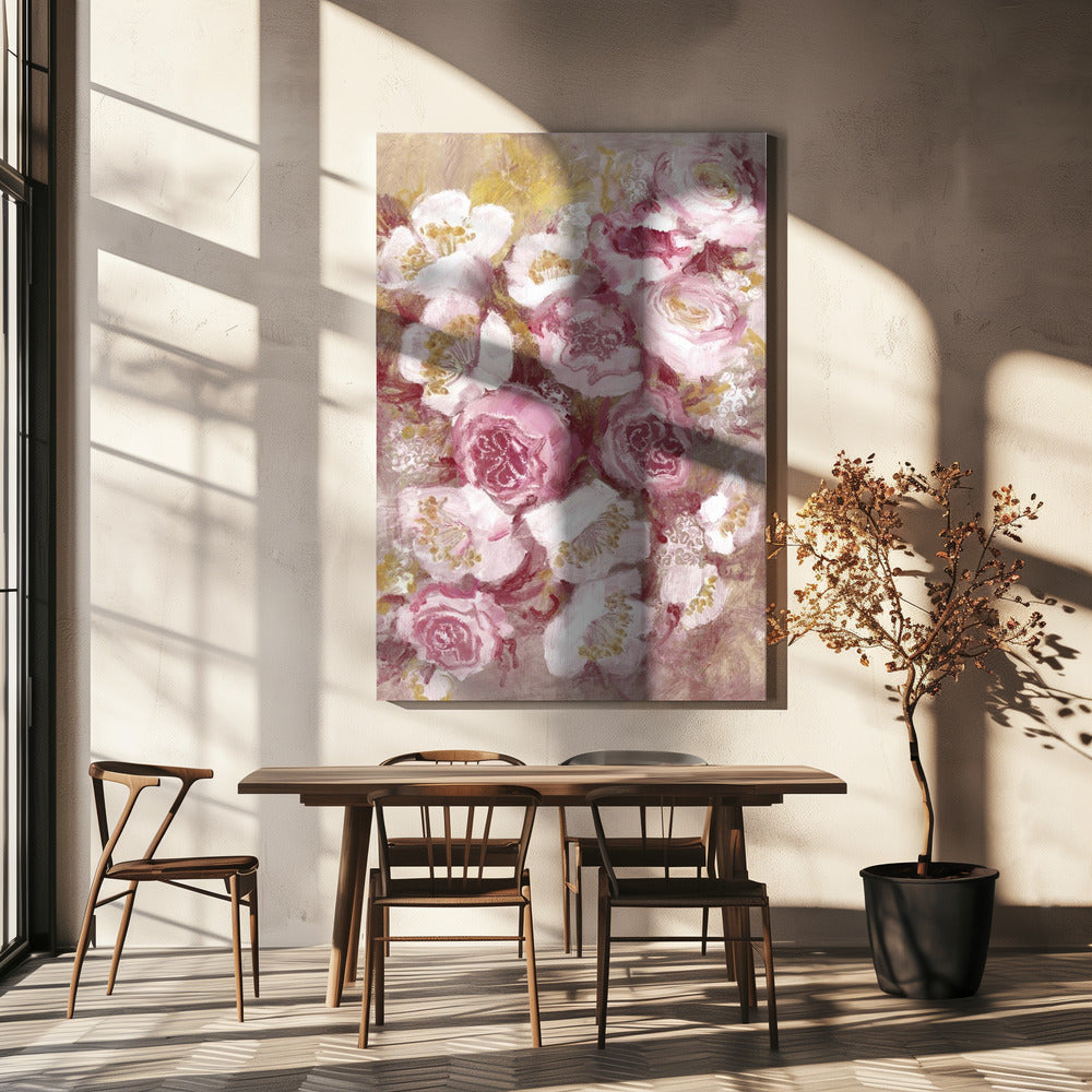 Floral Bouquet With Pink Roses | Canvas