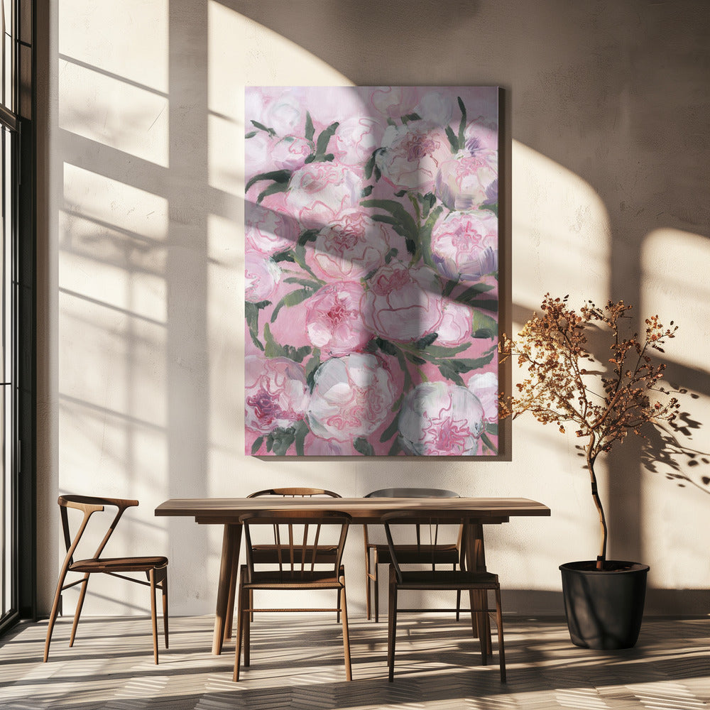 Floral Composition Of Pink Peonies | Canvas