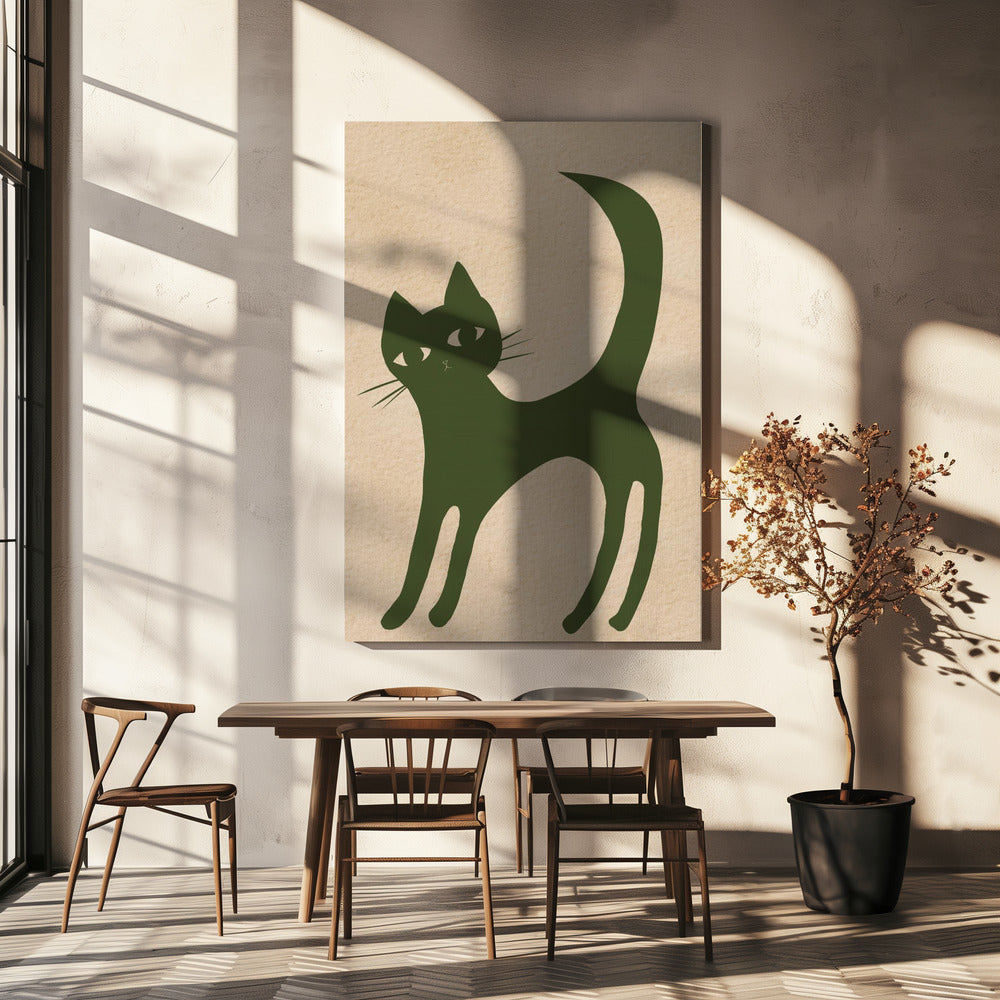 Green cat | Canvas