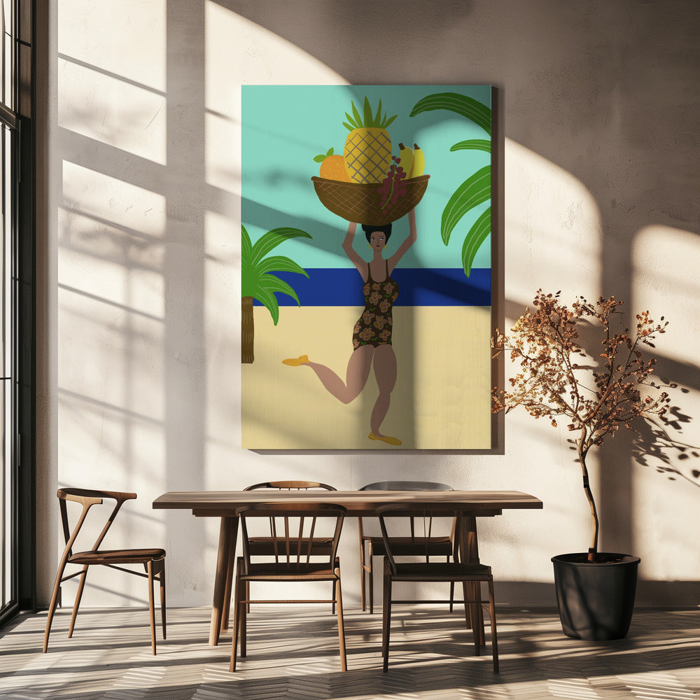 Tropical fruit at the beach | Canvas