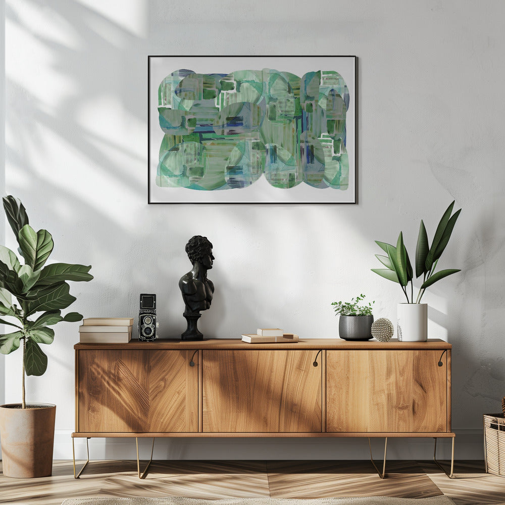 Green Cluster of Abstract Shapes 1 | Poster