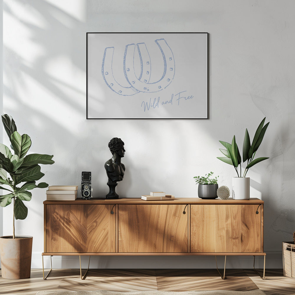 Horseshoe Wild and Free Blue | Poster
