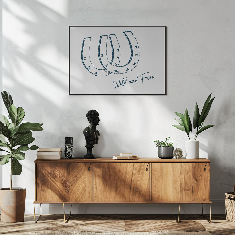 Horseshoe Wild and Free Navy Blue | Poster