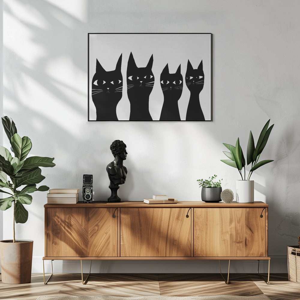 Four black cats | Poster