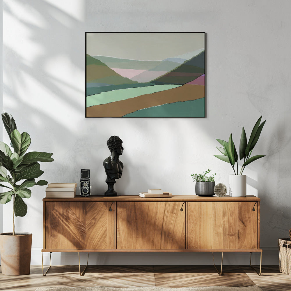 Layered Mountains And Valleys In Muted Earthy Tones | Poster