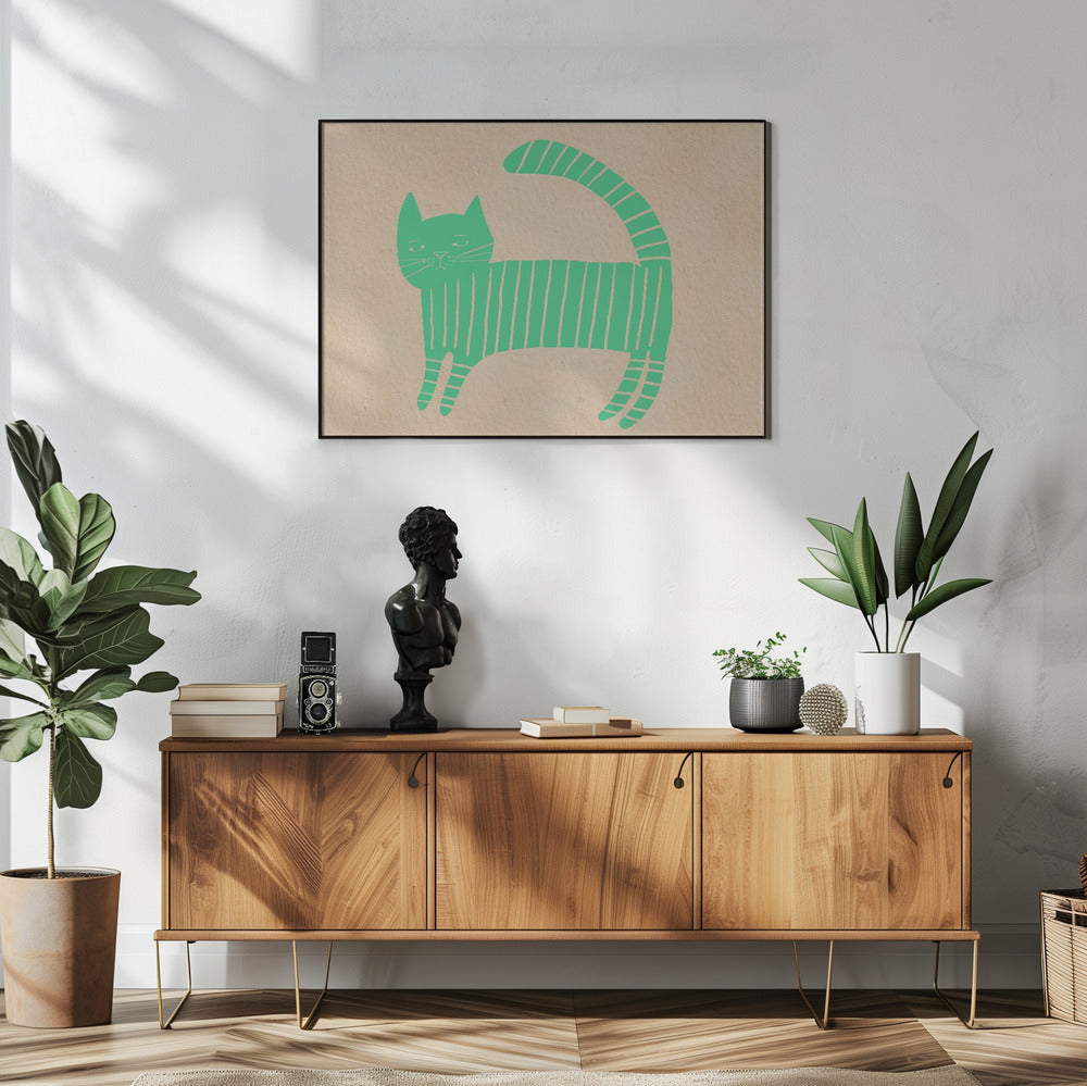 Green cat nursery | Poster