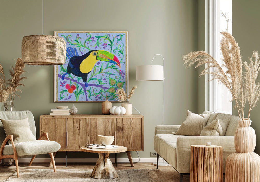 Colorful Beak Perched On A Branch | Canvas