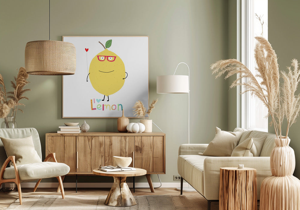 I Love Lemon! A Cute Lemon Holding a Love Heart. | Canvas