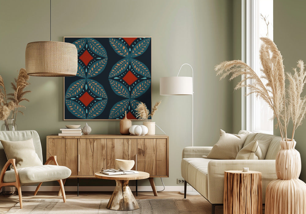 Geometric Leaves Modern Medallion Mosaic | Canvas