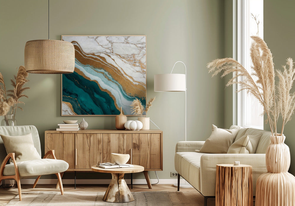 Golden Vein Waves | Canvas