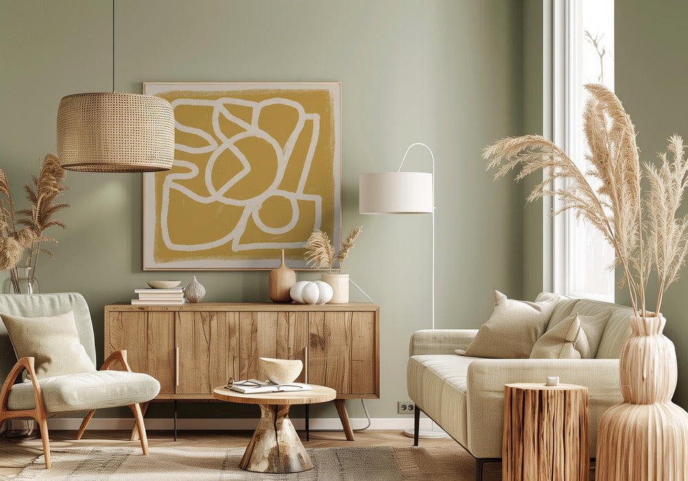 Line Abstract Gold Tans | Canvas