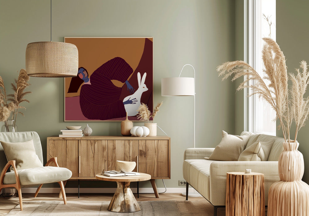 Lady and rabbit | Canvas