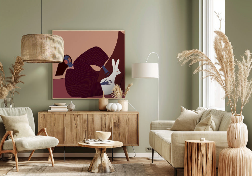 Lady and rabbit | Canvas