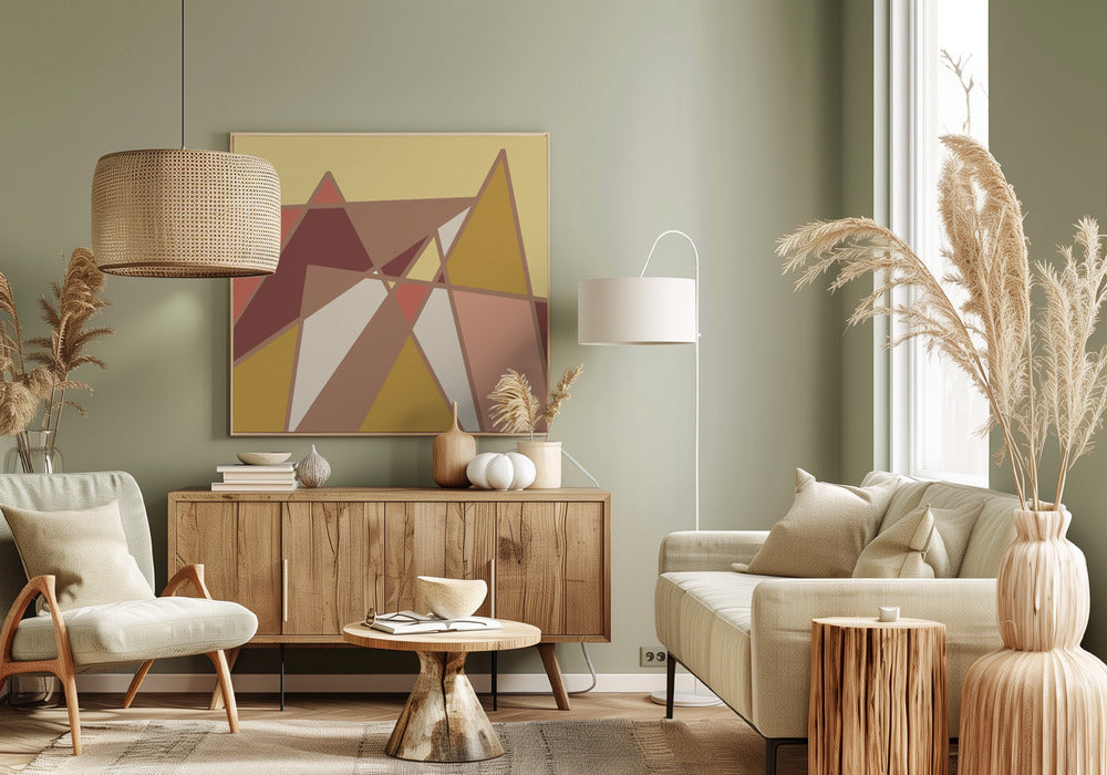 Golden abstract mountains | Canvas