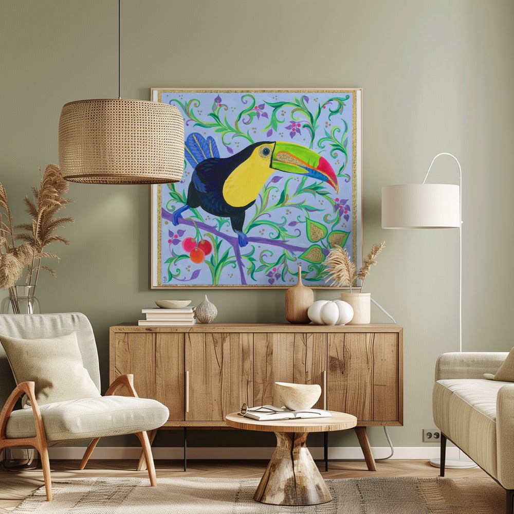 Colorful Beak Perched On A Branch | Canvas