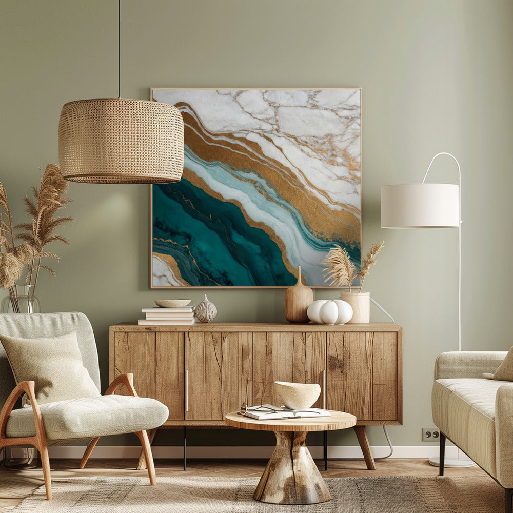 Golden Vein Waves | Canvas