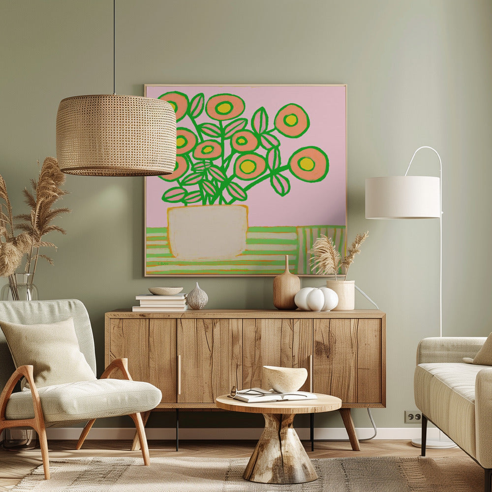 Flower pot in pinks | Canvas