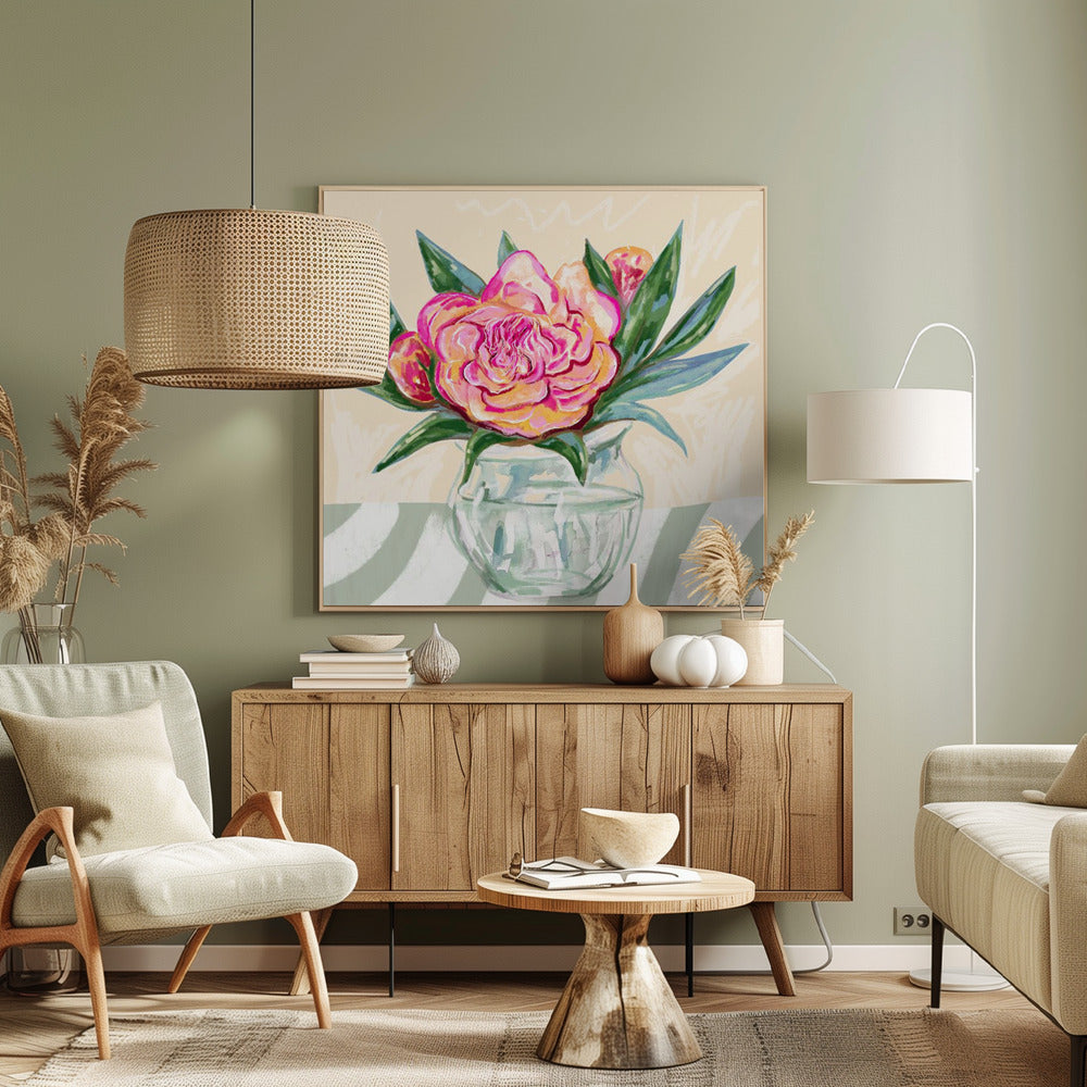 Peony in Glass Vase | Canvas