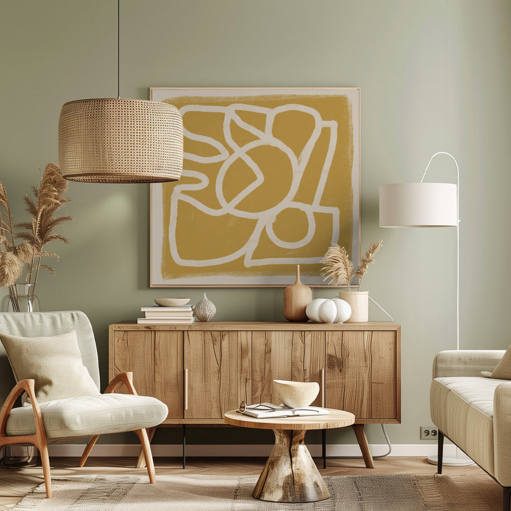 Line Abstract Gold Tans | Canvas