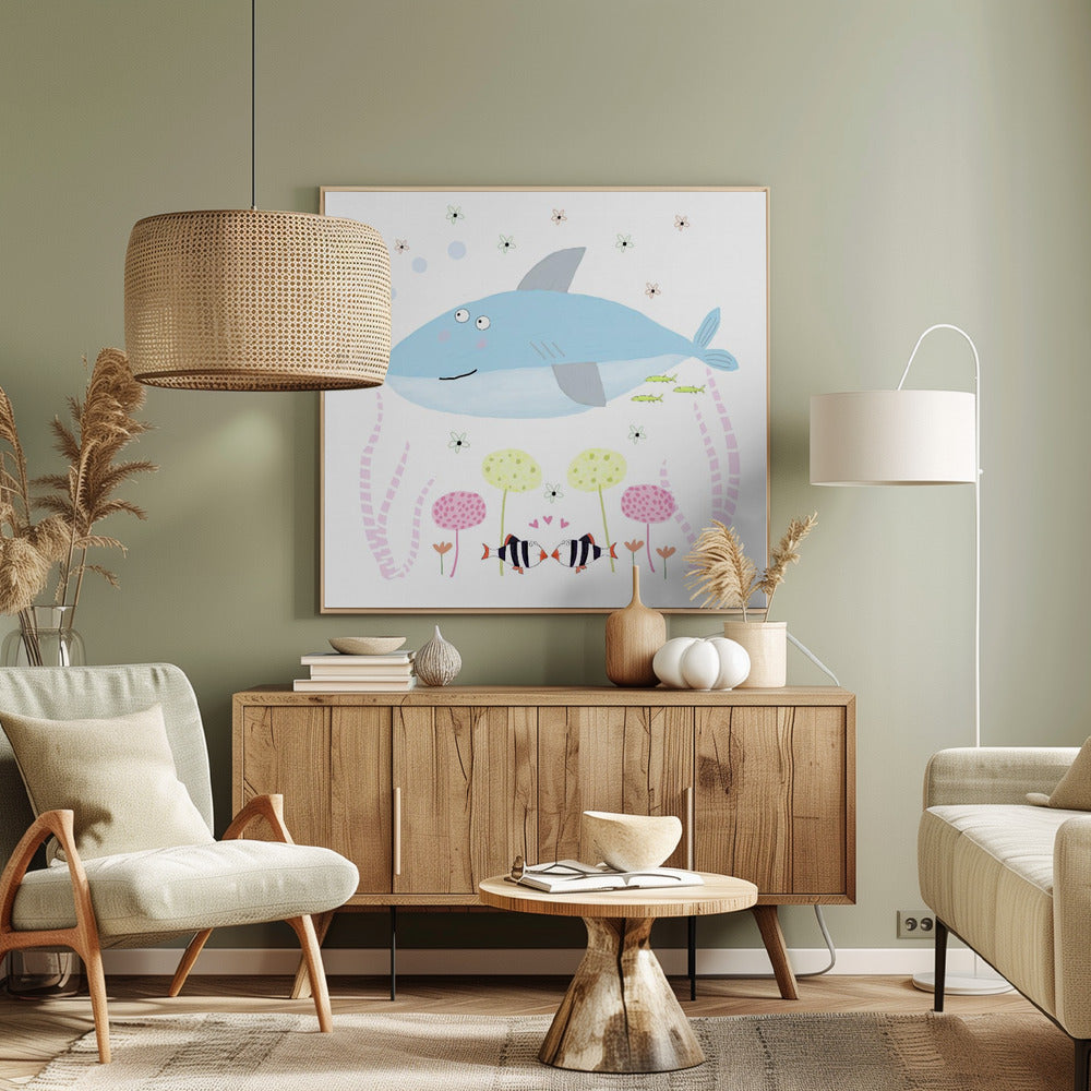 Baby Shark with Flowers | Canvas