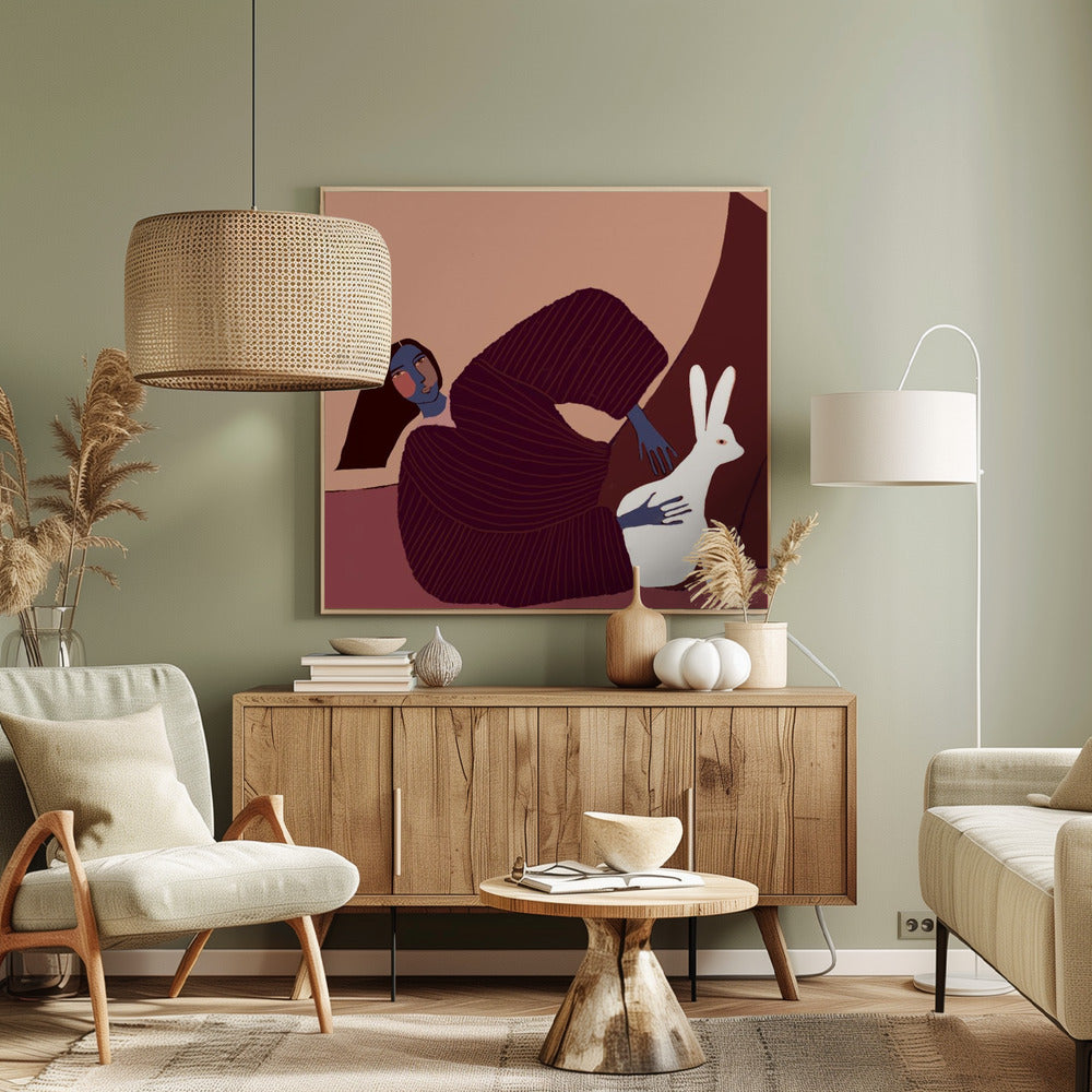 Lady and rabbit | Canvas