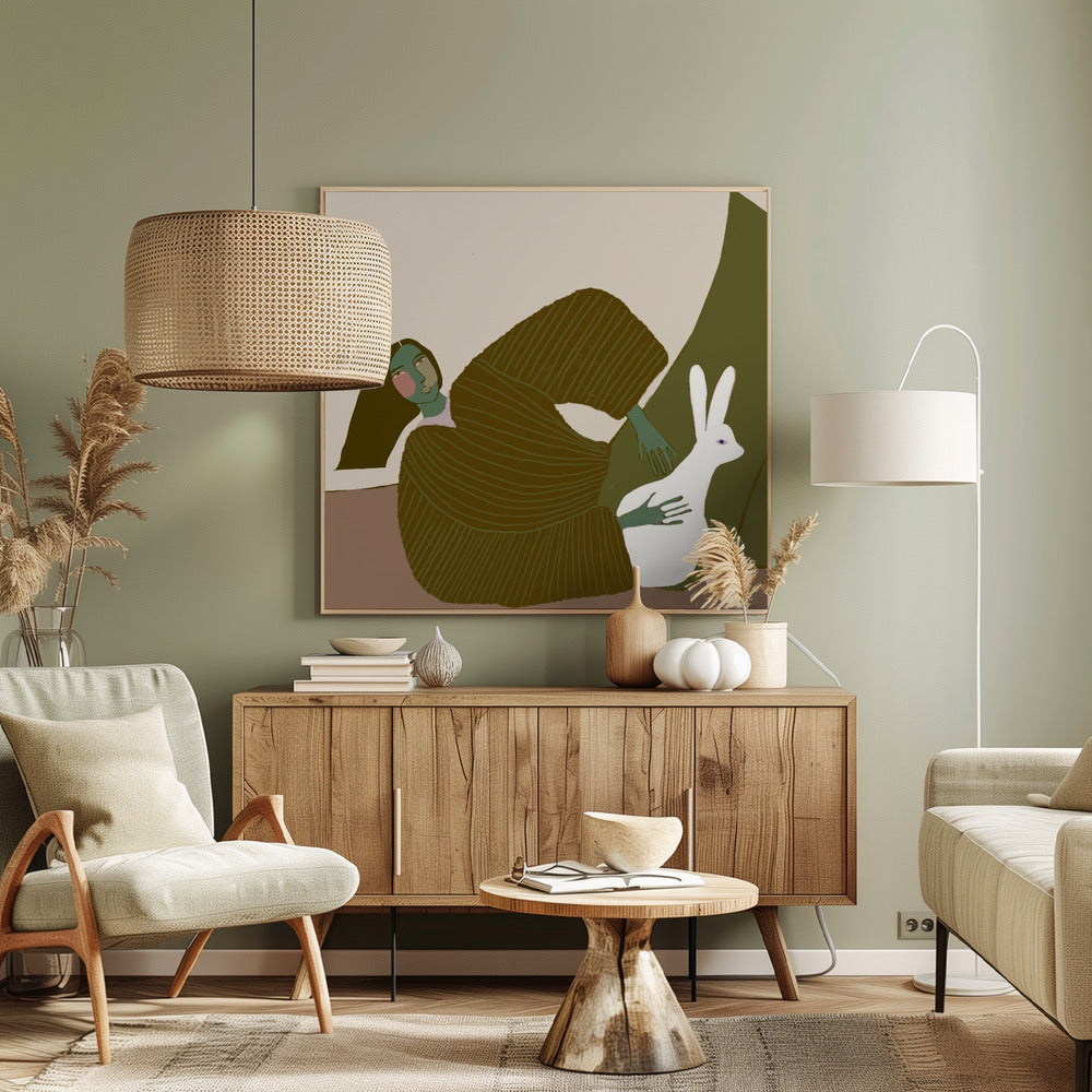 lady with rabbit | Canvas