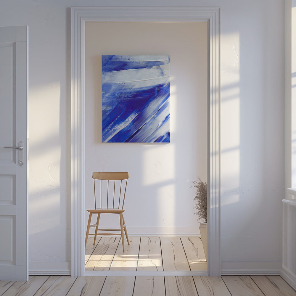 White and Blue Brushstrokes | Canvas