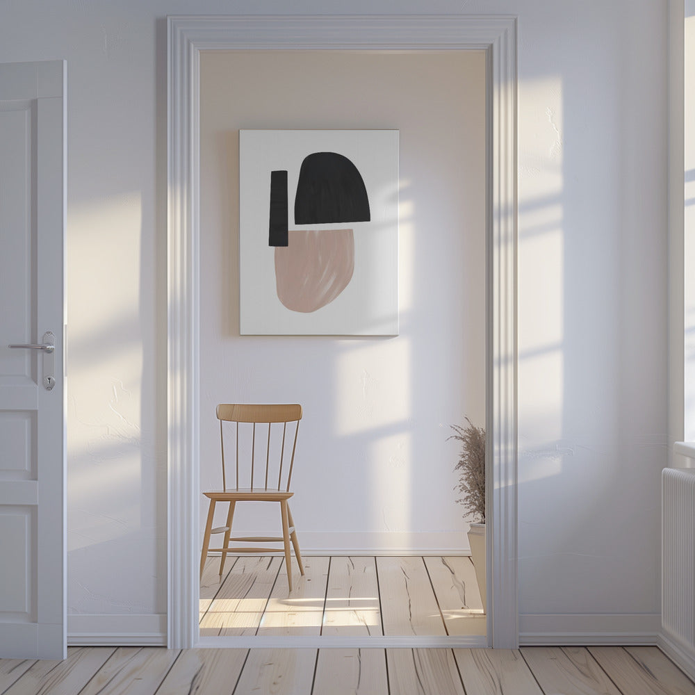 Black and Beige Abstract Shapes | Canvas