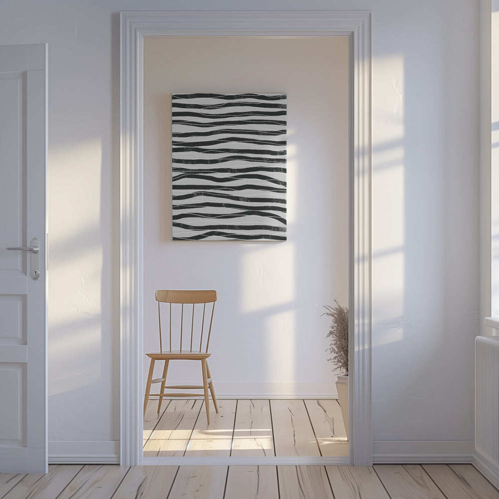 Black and White Waves Lines | Canvas