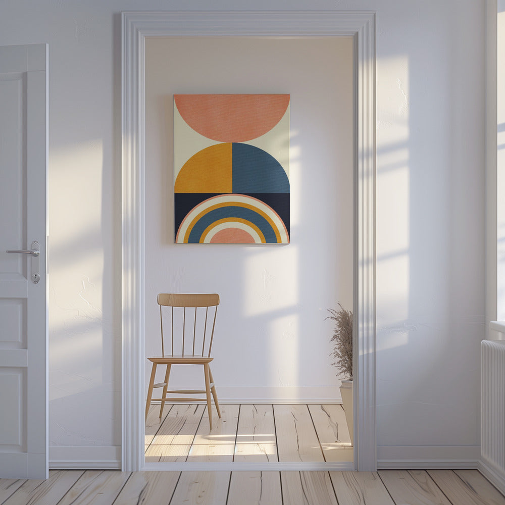 Rainbow Plus Shapes Blue Mustard10 | Canvas