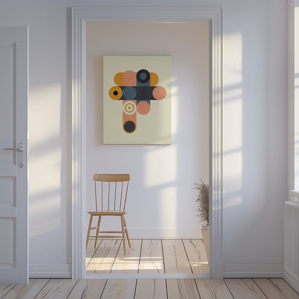 Rainbow Plus Shapes Blue Mustard8 | Canvas